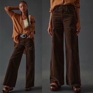 NWT Mother The Undercover Cargo Sneak Pants in Ole- Mole Dark Brown Corduroy
